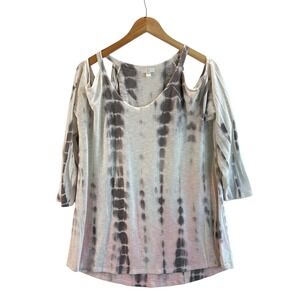 Charming Charlie Tunic Blouse Tie‎ Dye Cold Shoulder Soft Comfy Casual XL NWOT